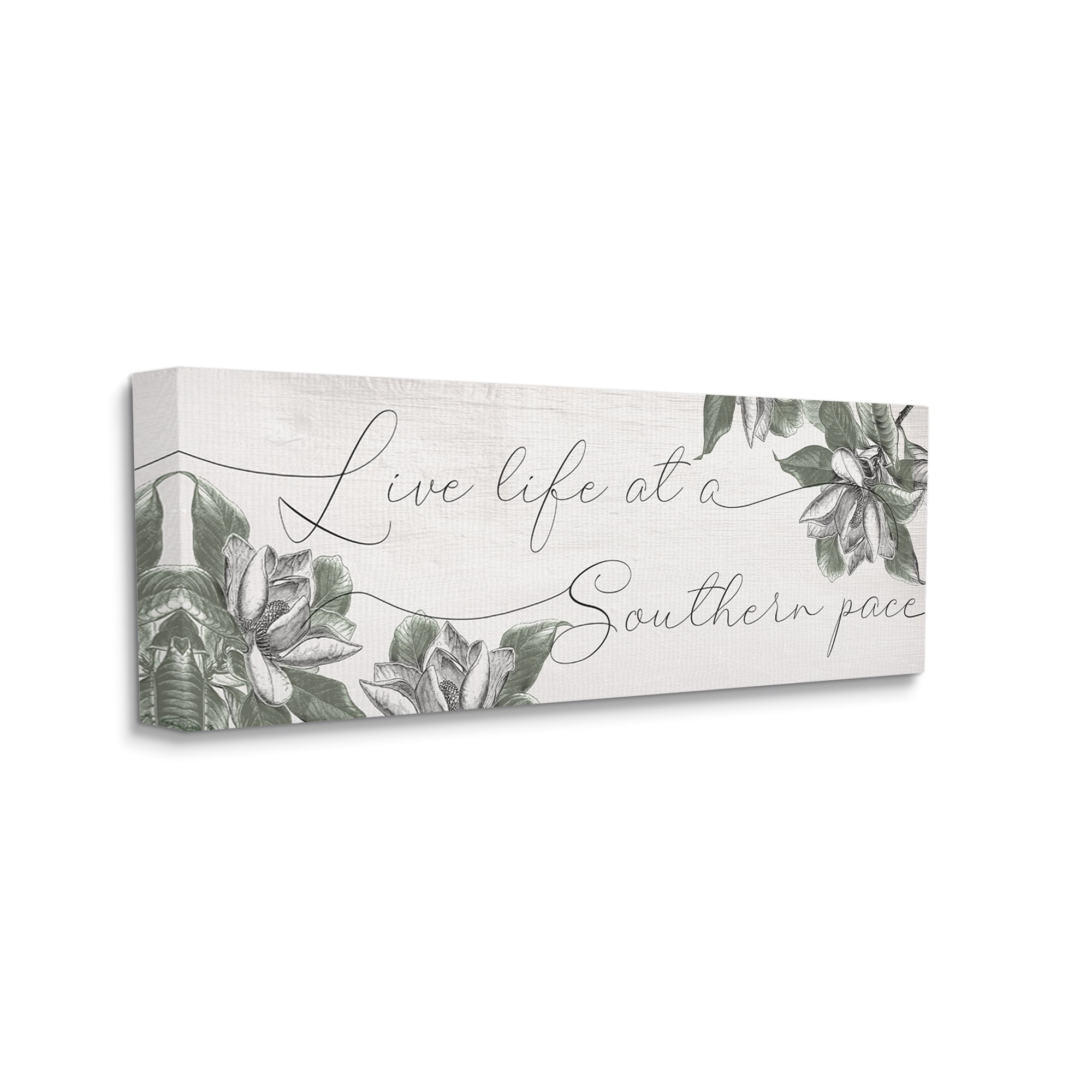 Stupell Industries Live Life at a Southern Pace Vintage Magnolia Florals, 17 x 40, Designed by Daphne Polselli