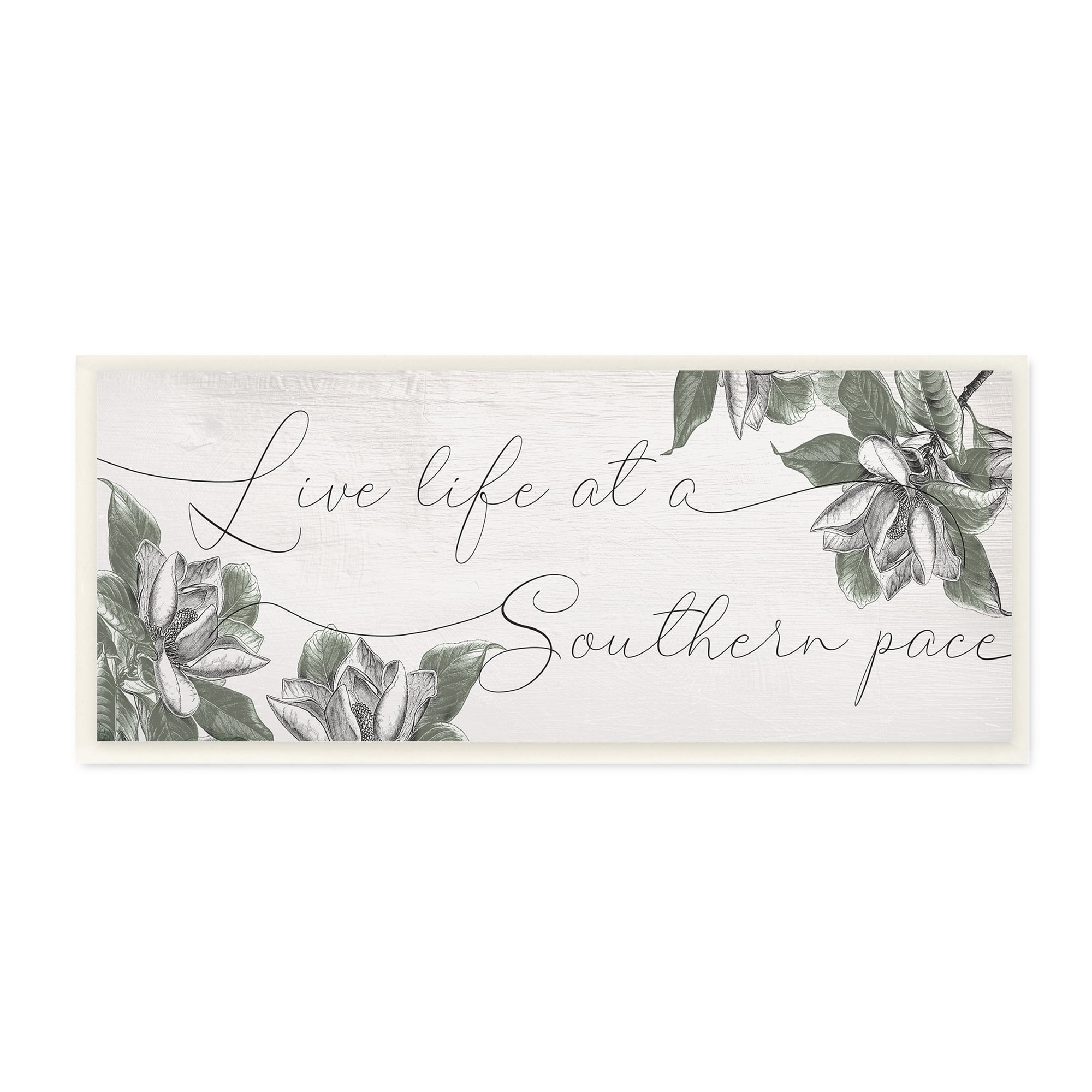 Stupell Industries Live Life at a Southern Pace Vintage Magnolia Florals, 7 x 17, Designed by Daphne Polselli