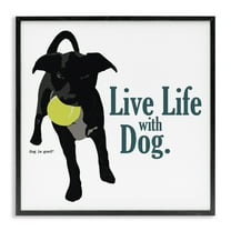 Stupell Industries Live Life with Dog Animals Painting Black Framed Art Print Wall Art, 12 x 12
