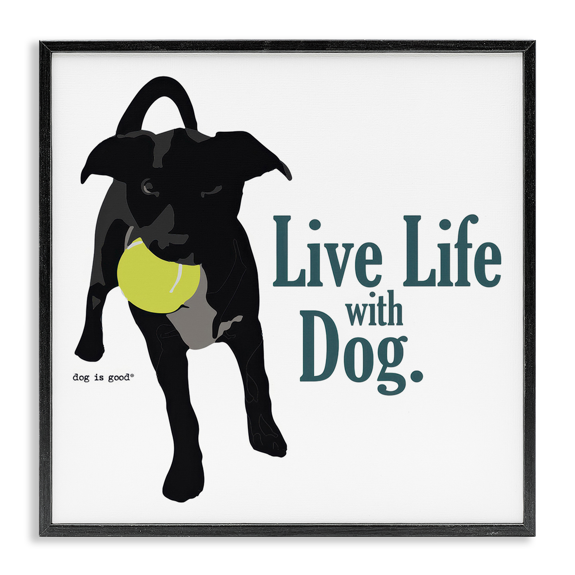 Stupell Industries Live Life with Dog Animals Painting Black Framed Art Print Wall Art, 24 x 24