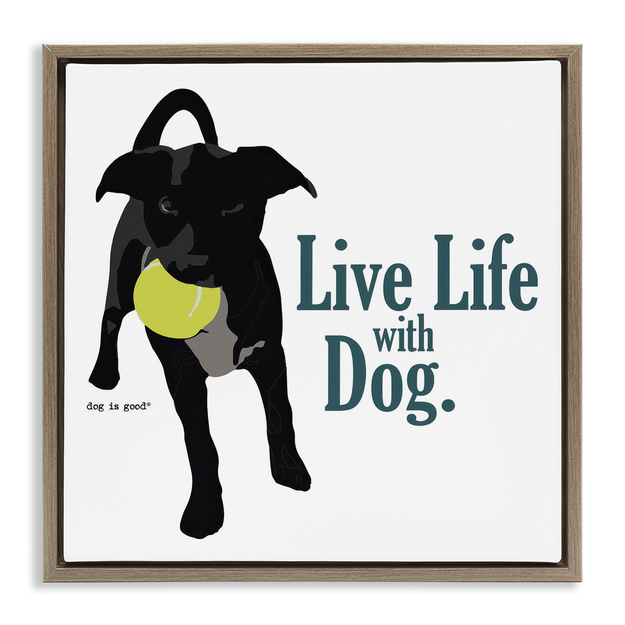 Stupell Industries Live Life with Dog Animals Painting Brown Floater Framed Canvas Art Print Wall Art, 18 x 18