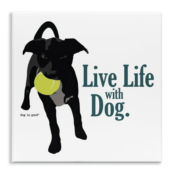 Stupell Industries Live Life with Dog Animals Painting Unframed Art Print Wall Art, 12 x 12