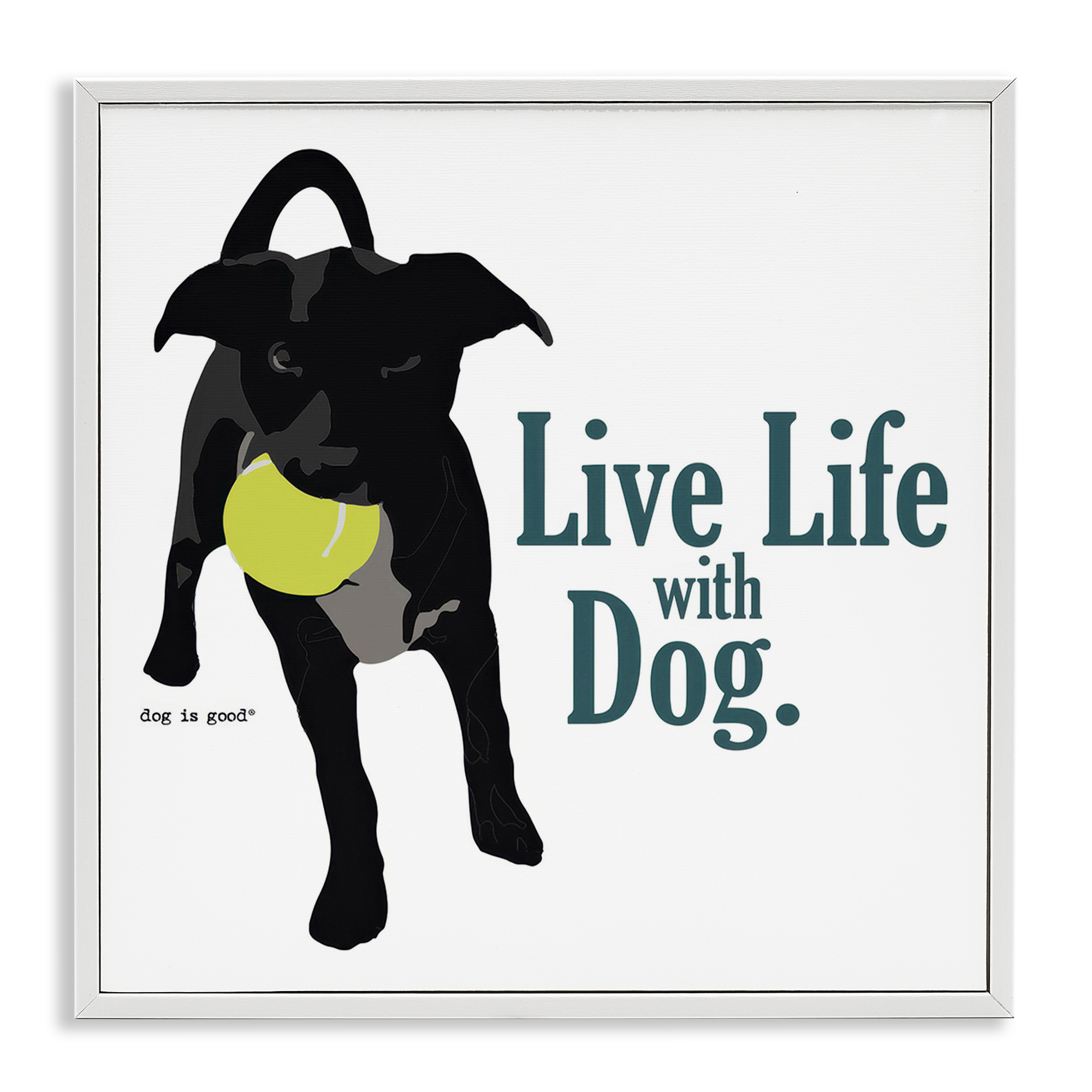 Stupell Industries Live Life with Dog Animals Painting White Framed Art Print Wall Art, 12 x 12