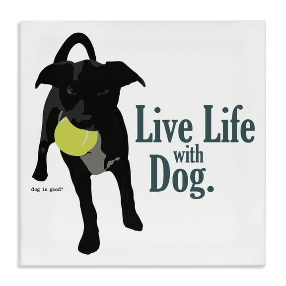 Stupell Industries Live Life with Dog Animals Painting Wrapped Canvas Art Print Wall Art, 17 x 17