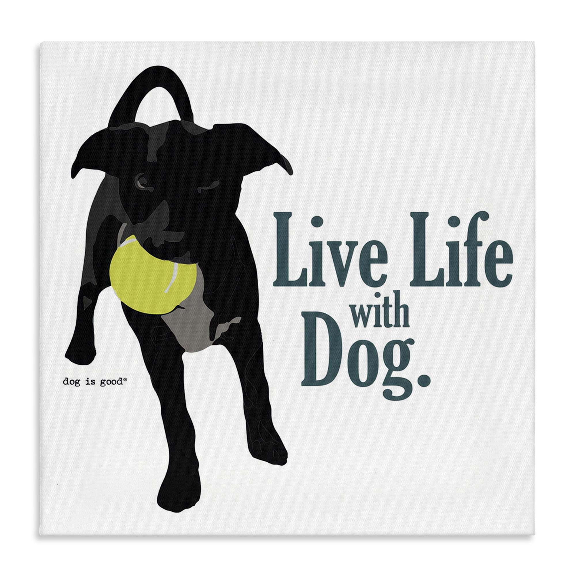 Stupell Industries Live Life with Dog Animals Painting Wrapped Canvas Art Print Wall Art, 24 x 24