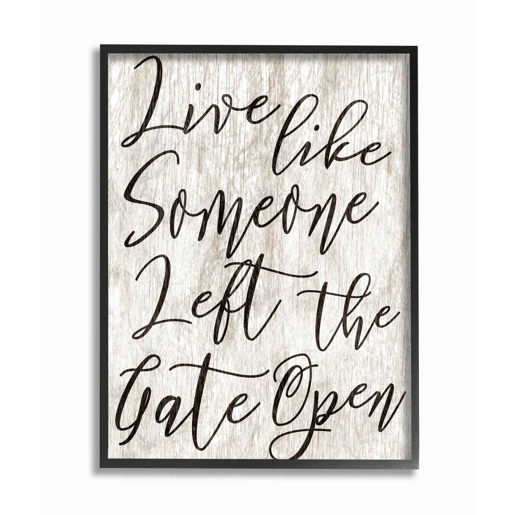 Stupell Industries Live Like Gate Open Typography Painting Black Framed Art Print Wall Art, 16 x 20