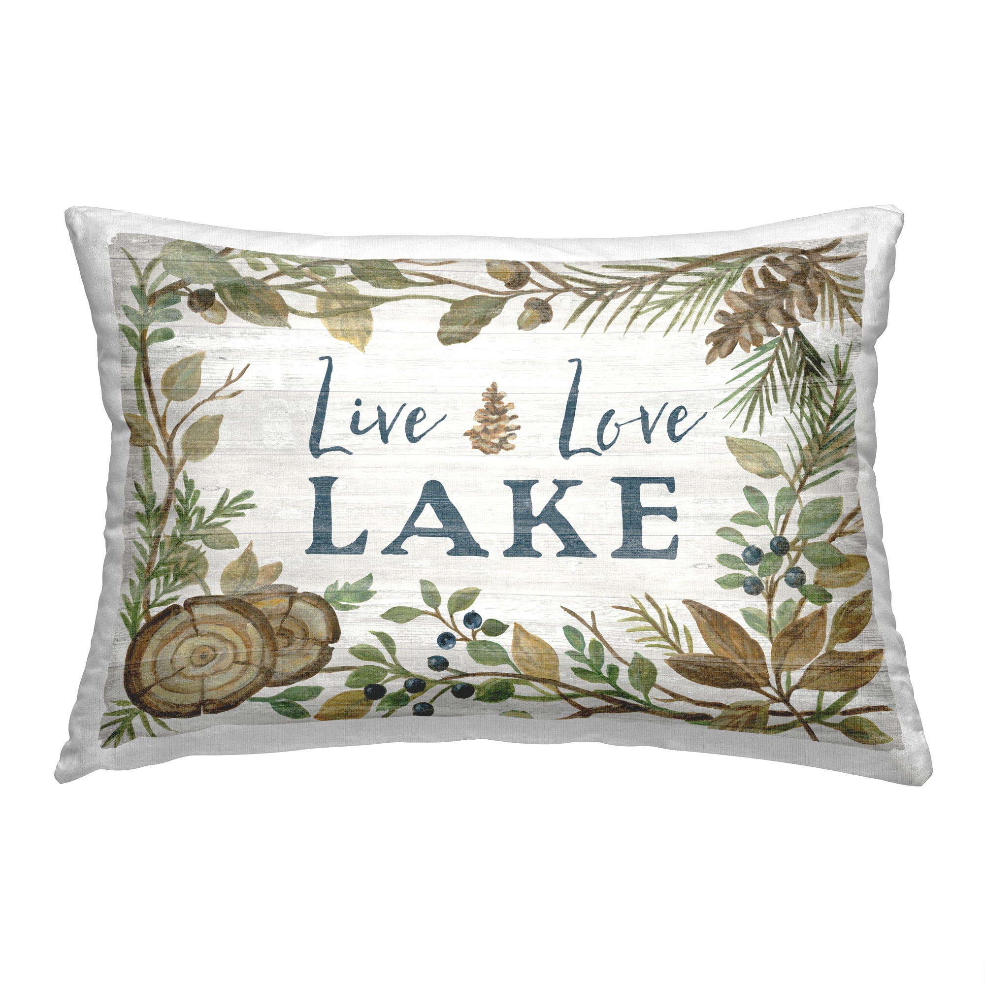 Stupell Industries Live Love Lake Phrase Decorative Printed Throw Pillow, 14 x 20