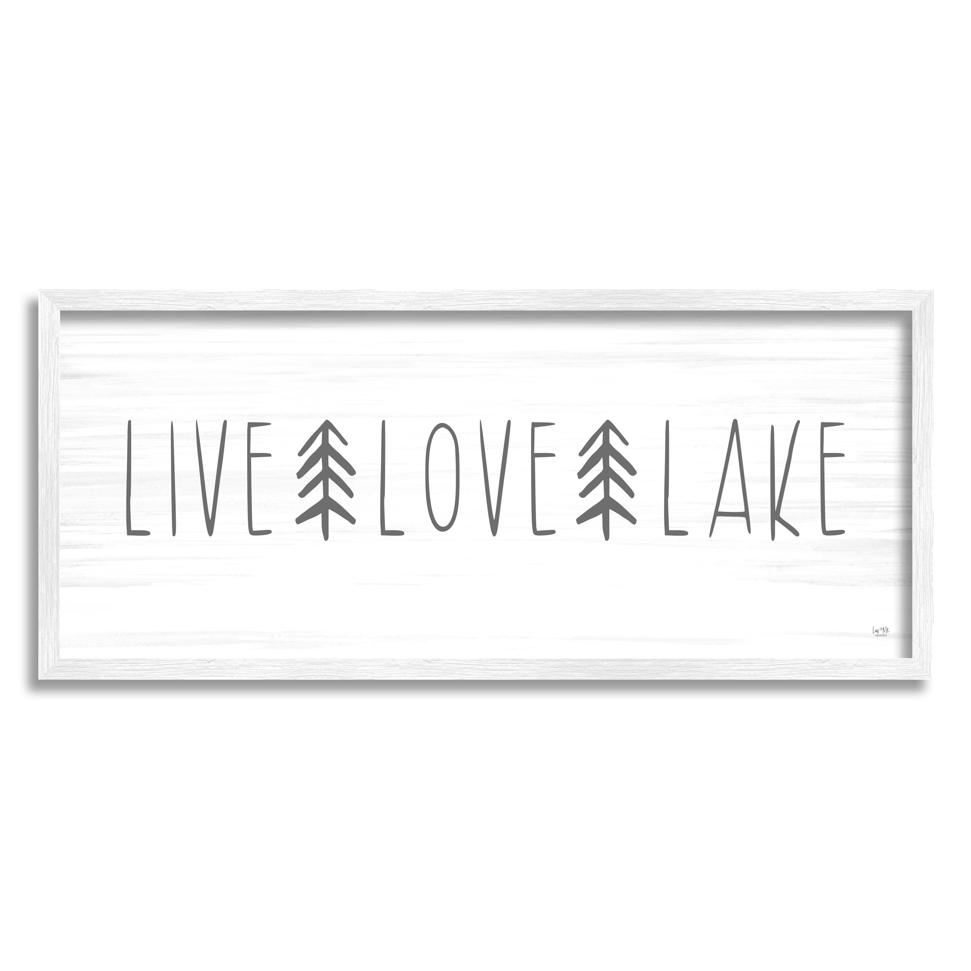 Stupell Industries Live Love Lake Phrase Nature Painting White Framed Art Print Wall Art, 24 x 10