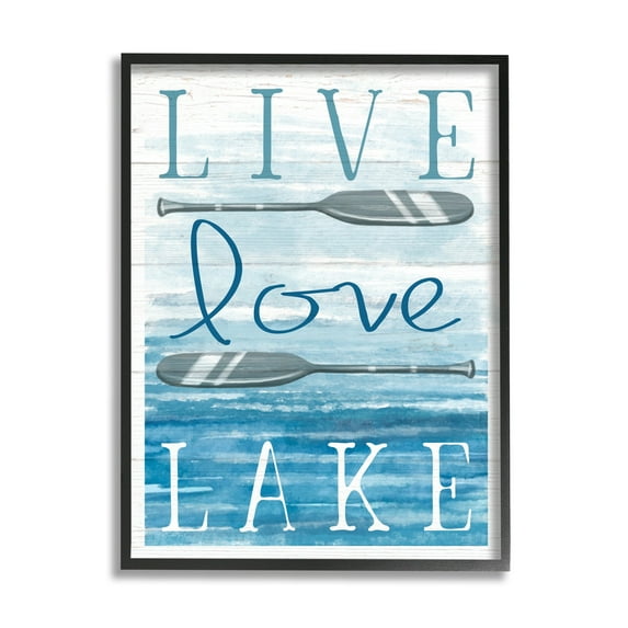 Stupell Industries Live Love Lake Quote Ores Water Motif Graphic Art Black Framed Art Print Wall Art, Design by Elizabeth Tyndall