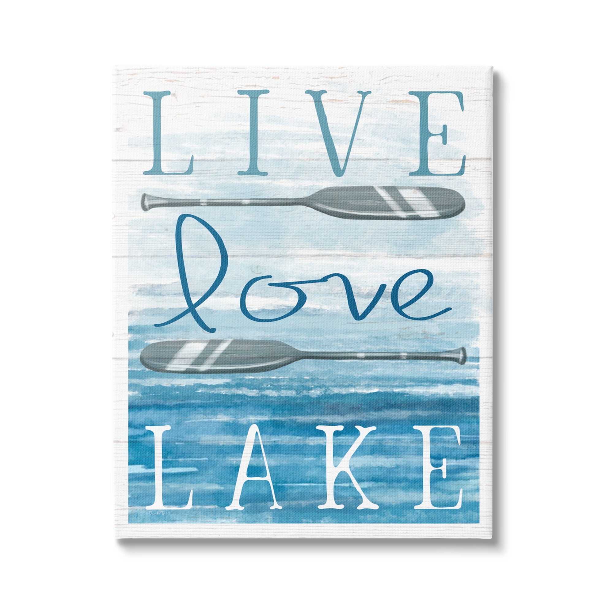 Stupell Industries Live Love Lake Quote Ores Water Motif Graphic Art Gallery Wrapped Canvas Print Wall Art, Design by Elizabeth Tyndall