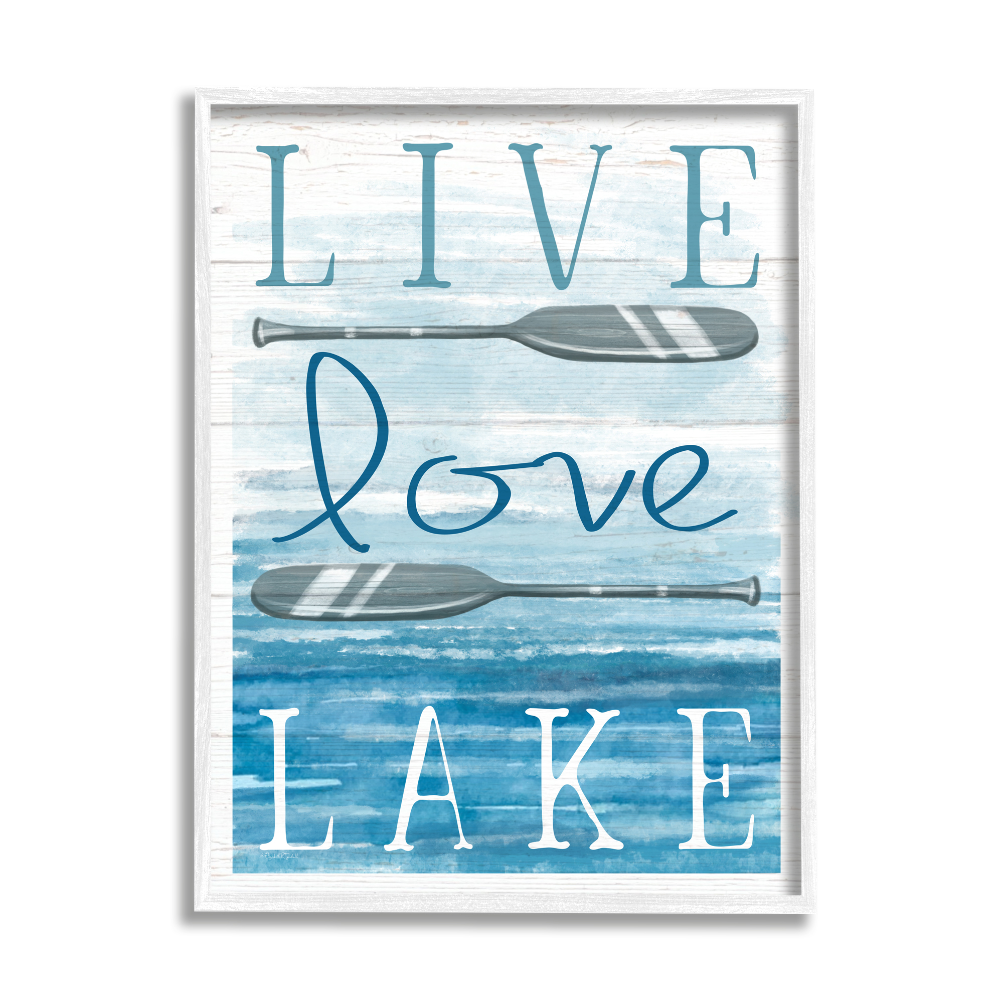 Stupell Industries Live Love Lake Quote Ores Water Motif Graphic Art White Framed Art Print Wall Art, Design by Elizabeth Tyndall
