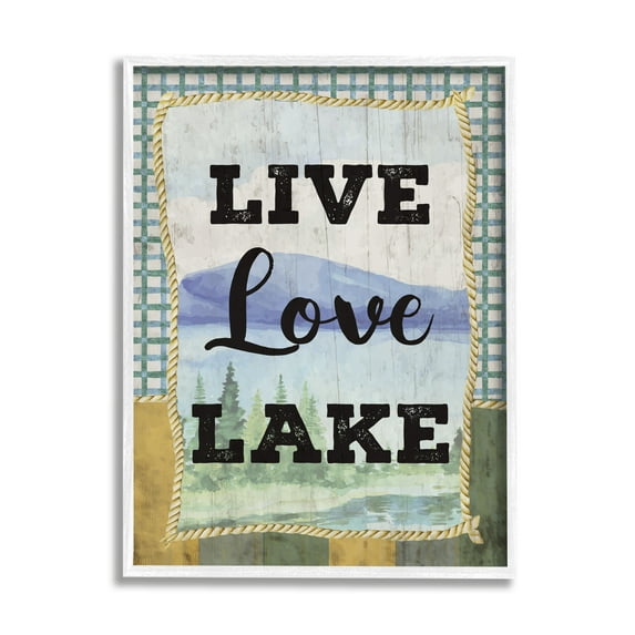 Stupell Industries Live Love Lake Sentiments Charming Lake Mountain Range, 11 x 14, Designed by ND Art