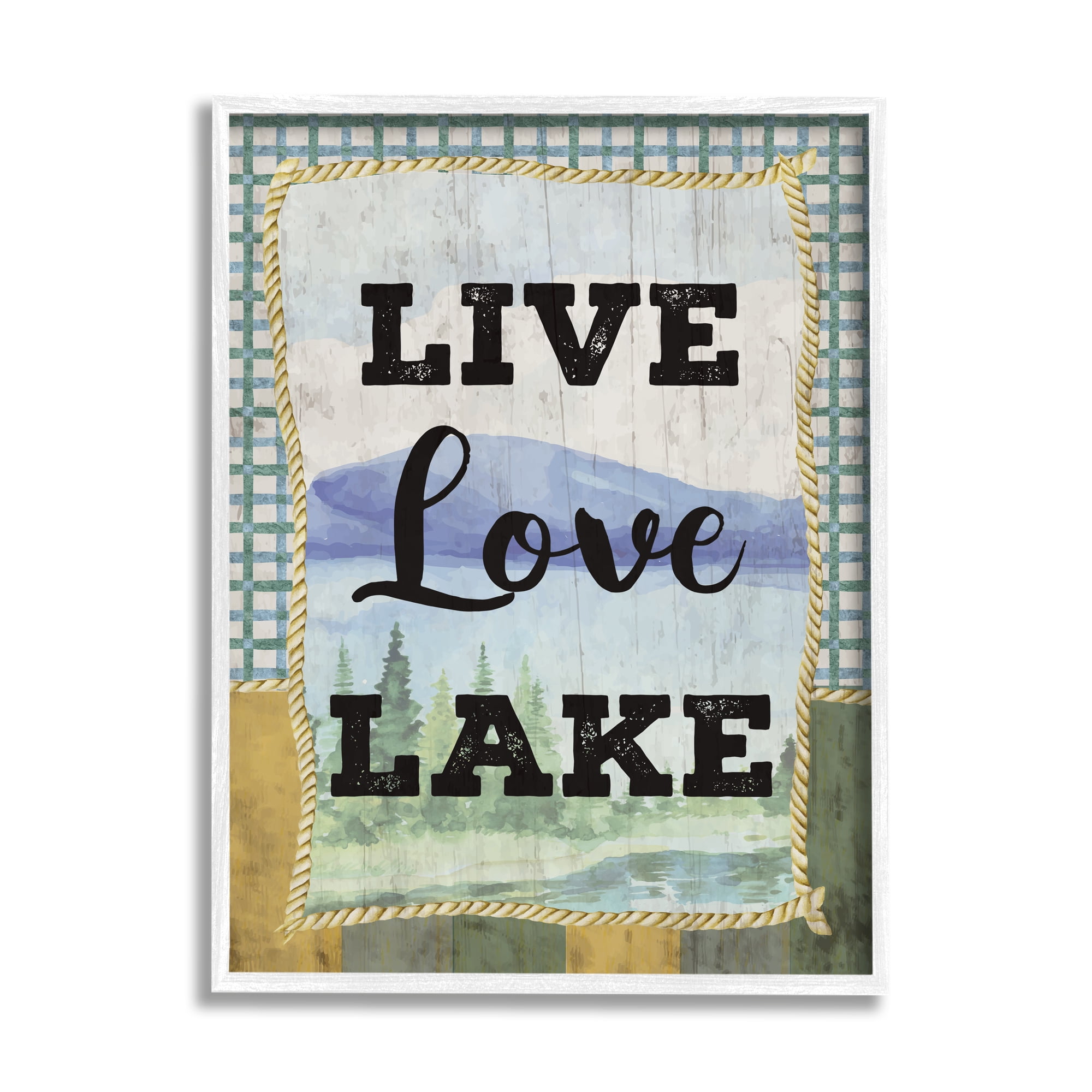Stupell Industries Live Love Lake Sentiments Charming Lake Mountain Range, 16 x 20, Designed by ND Art
