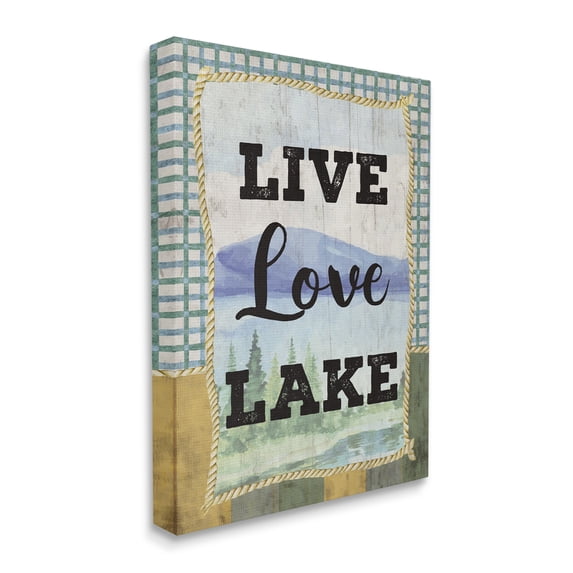 Stupell Industries Live Love Lake Sentiments Charming Lake Mountain Range, 16 x 20, Designed by ND Art