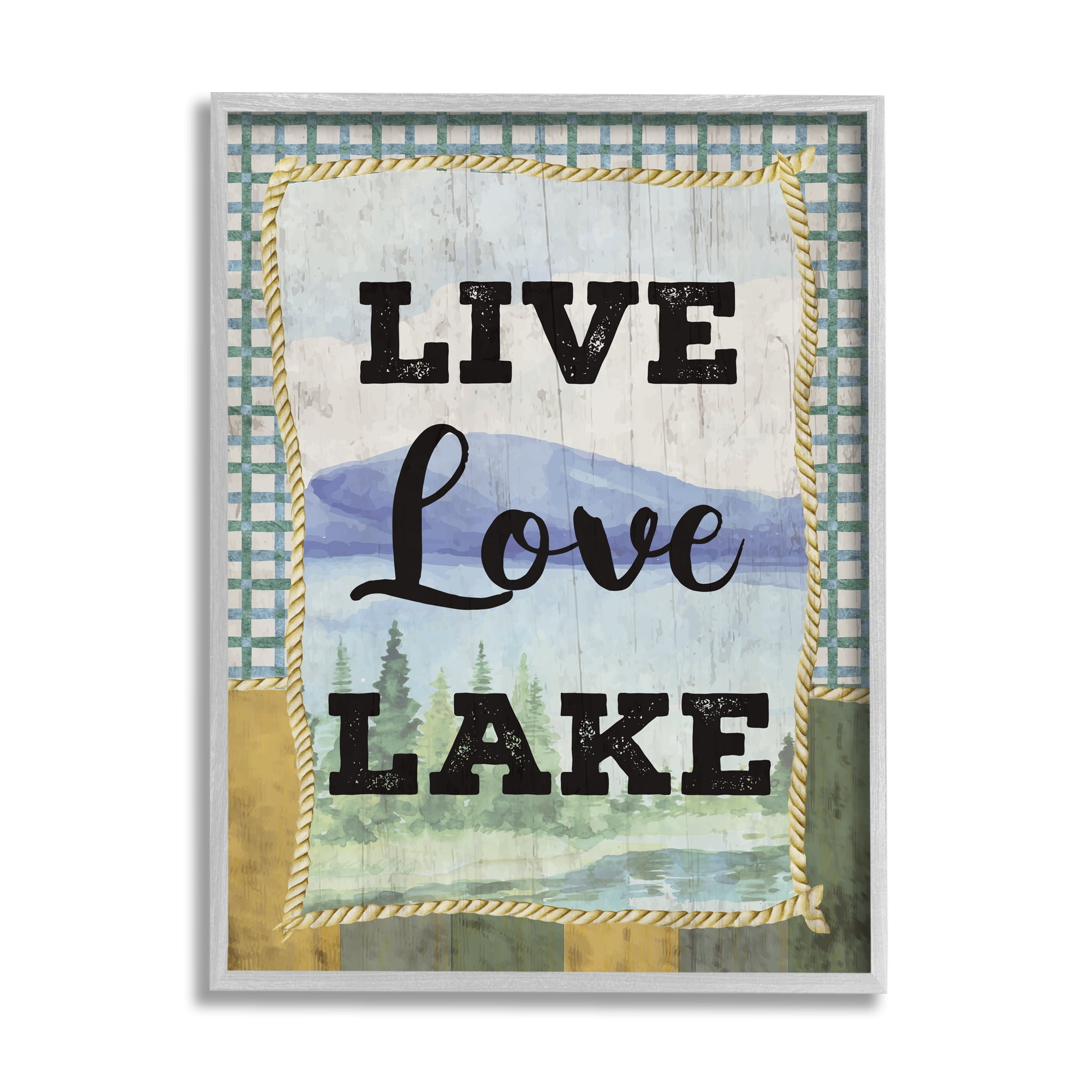 Stupell Industries Live Love Lake Sentiments Charming Lake Mountain Range, 24 x 30, Designed by ND Art