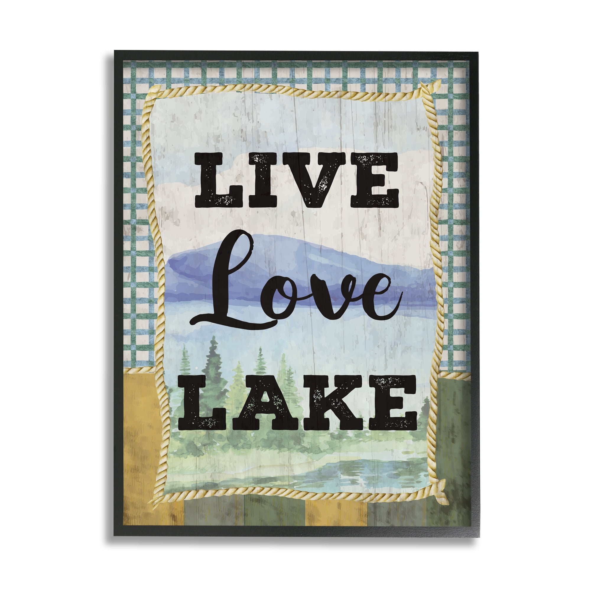 Stupell Industries Live Love Lake Sentiments Charming Lake Mountain Range, 24 x 30, Designed by ND Art