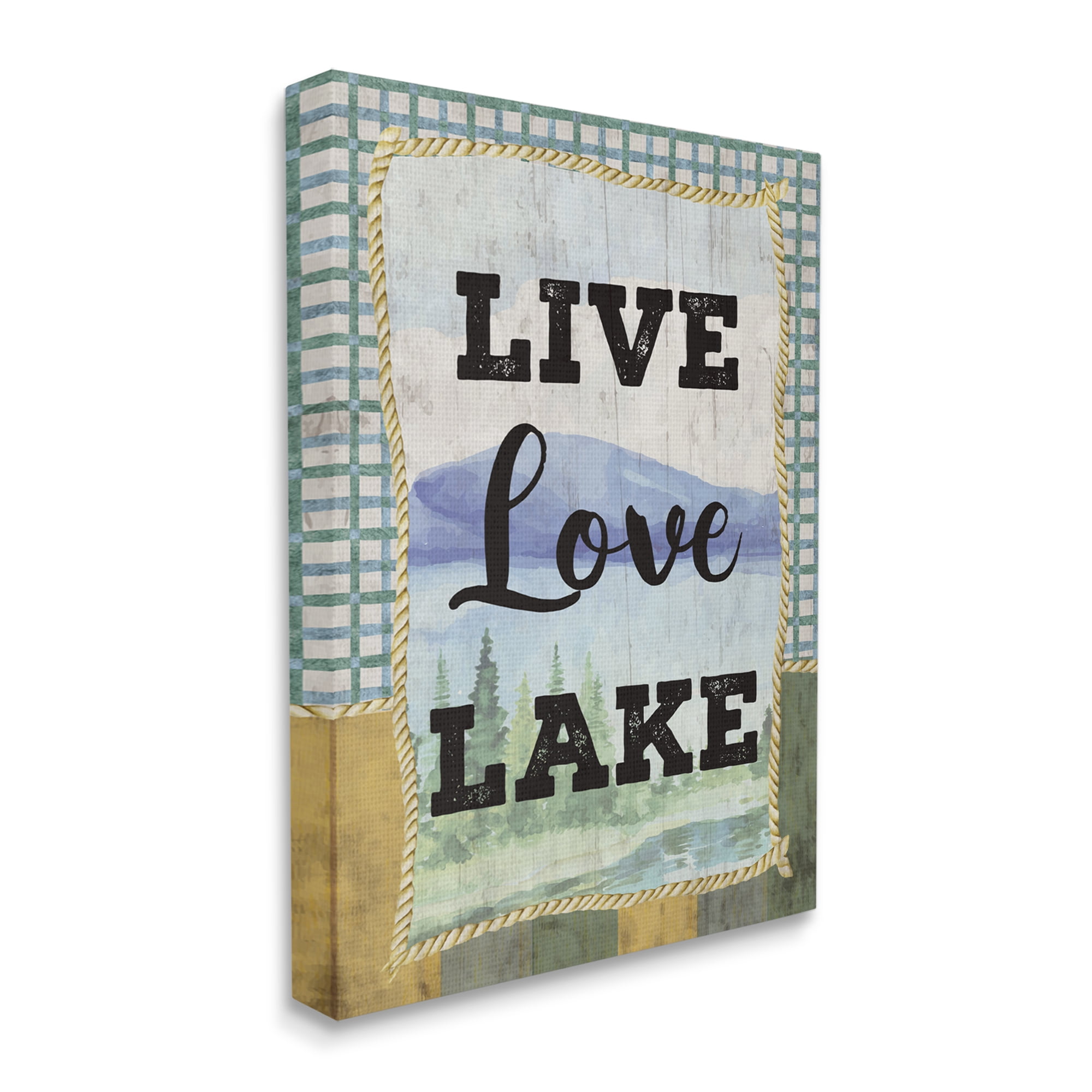 Stupell Industries Live Love Lake Sentiments Charming Lake Mountain Range, 24 x 30, Designed by ND Art