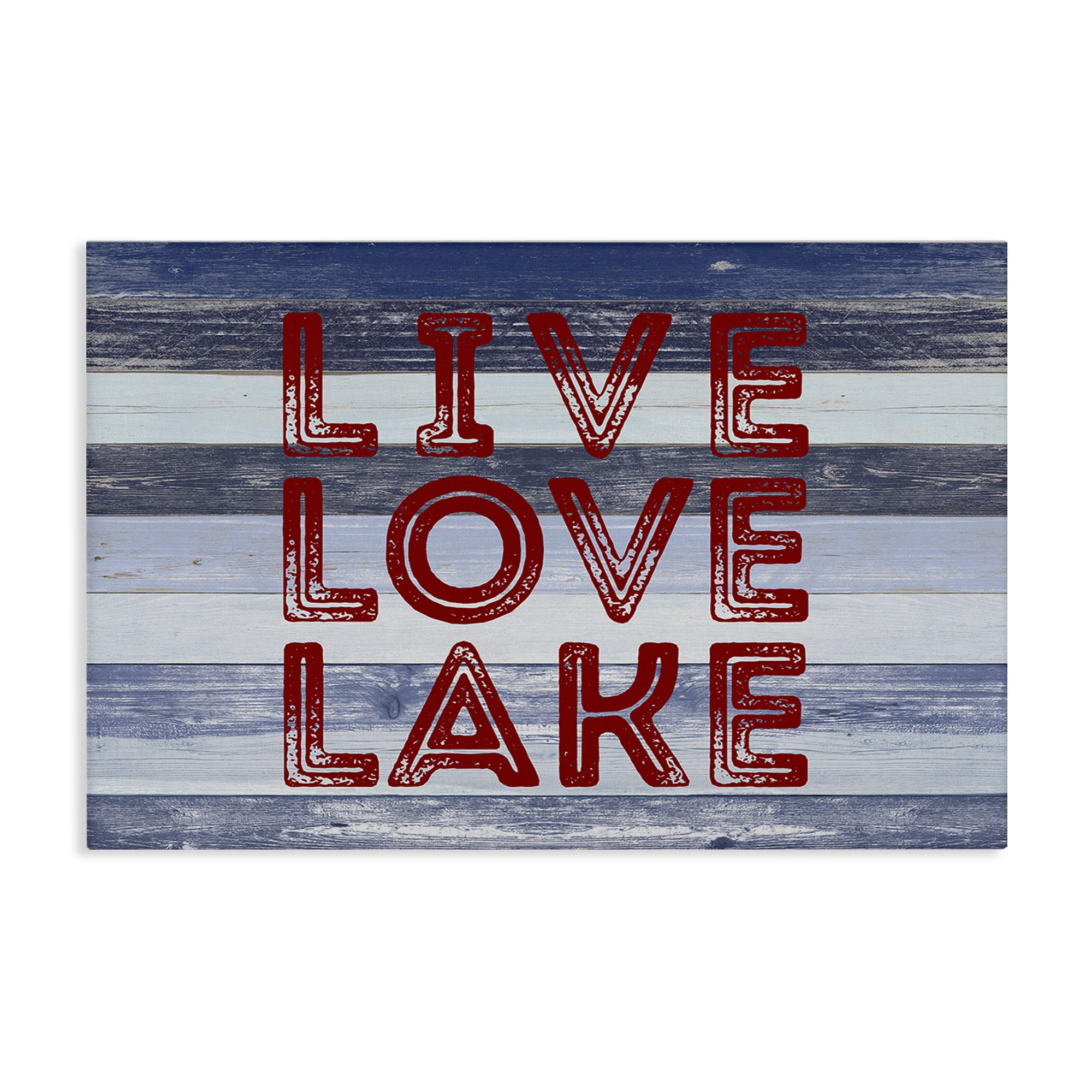 Stupell Industries Live Love Lake Striped Nautical & Beach Painting Wrapped Canvas Art Print Wall Art, 36 x 24