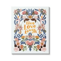 Stupell Industries Live Love Laugh Floral Crowned Swans Botanical Trim Graphic Art Gallery Wrapped Canvas Print Wall Art, Design by Raquel Maciel