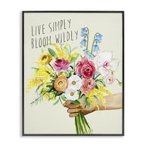 Stupell Industries Live Simply Bloom Wildly Botanical & Floral Painting Black Framed Art Print Wall Art, 11 x 14