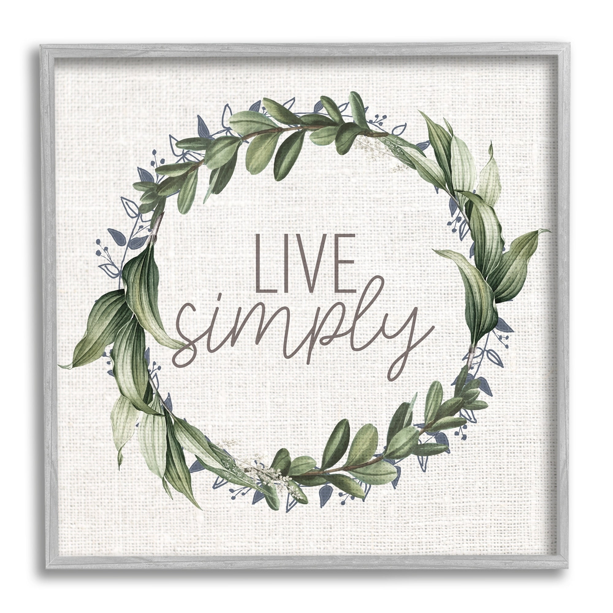 Stupell Industries Live Simply Phrase Green Botanical Leaf Wreath, 24 x 24,Design by Kim Allen