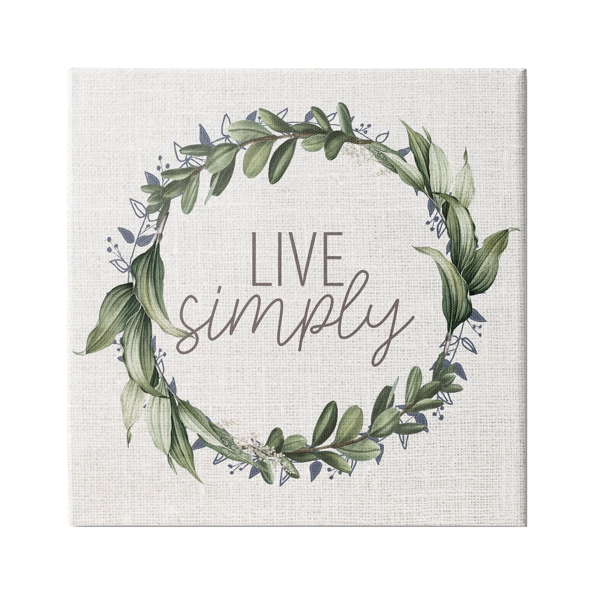 Stupell Industries Live Simply Phrase Green Botanical Leaf Wreath, 36 x 36,Design by Kim Allen