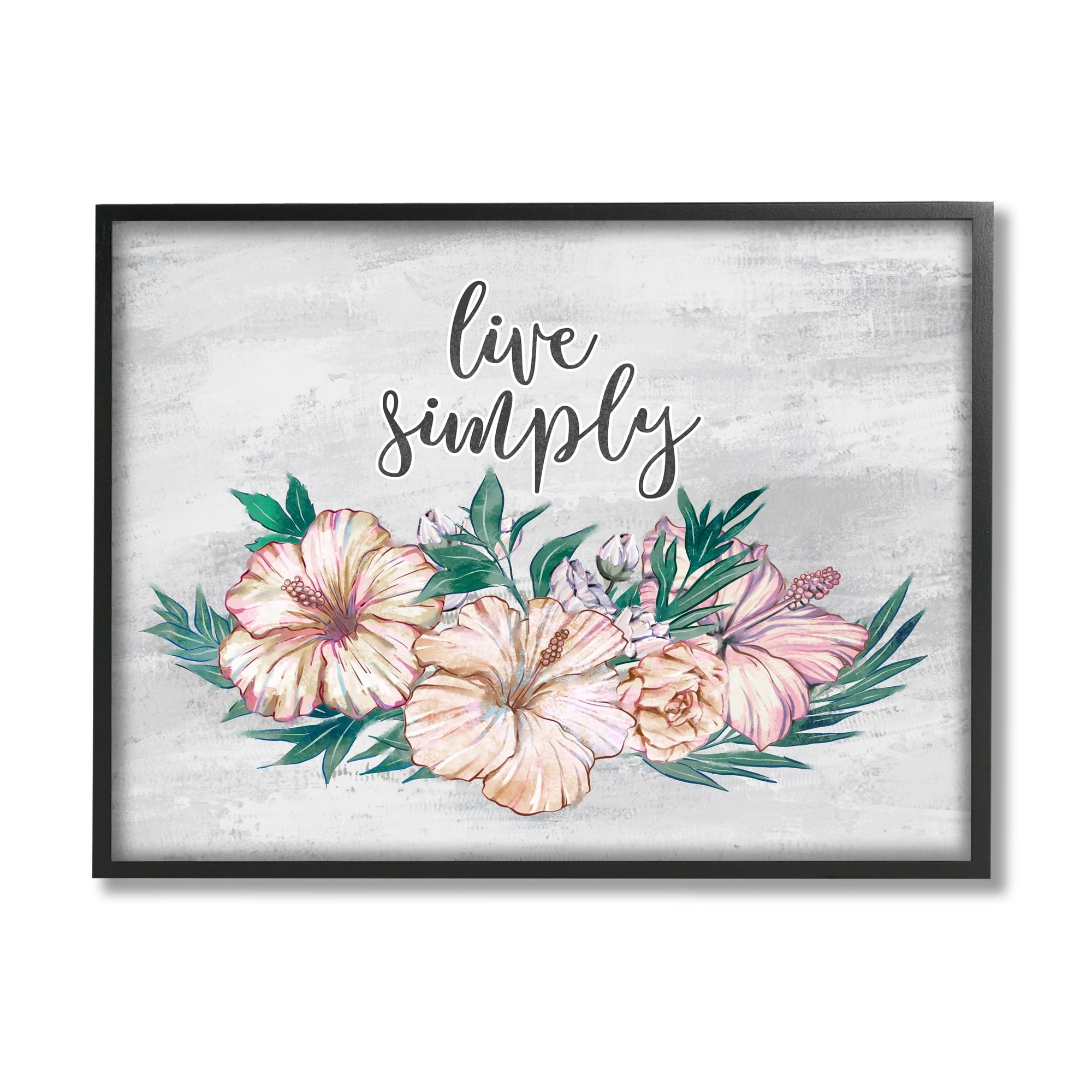 Stupell Industries Live Simply Rustic Chic Pink Floral Calligraphy , 30 x 24, Design by Ziwei Li