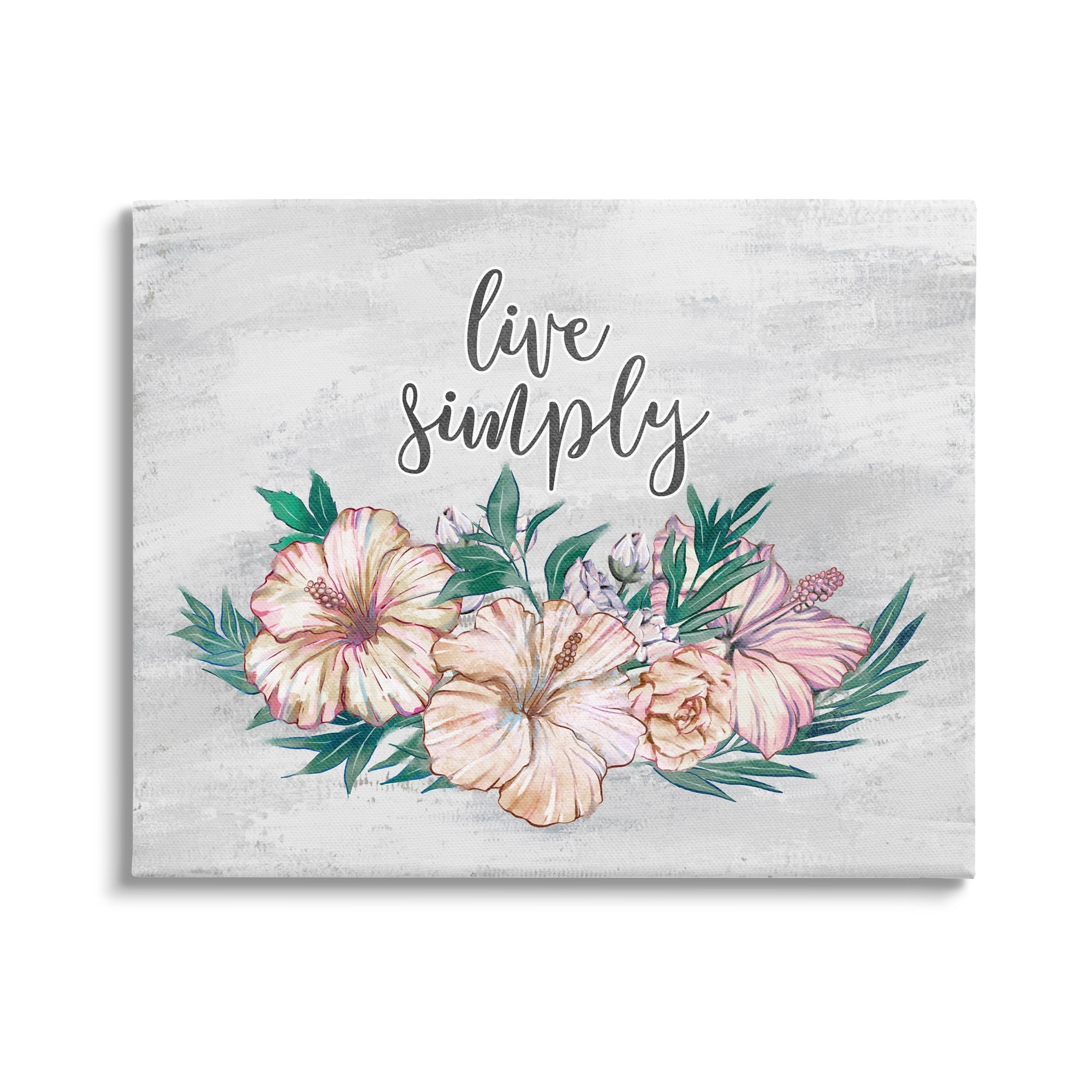 Stupell Industries Live Simply Rustic Chic Pink Floral Calligraphy , 40 x 30, Design by Ziwei Li
