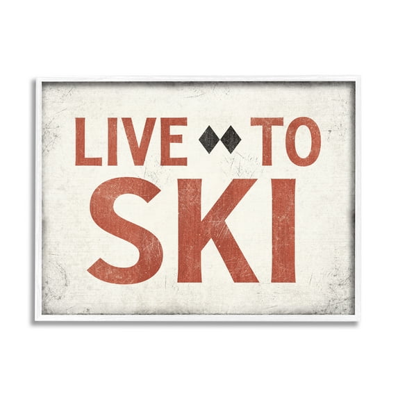 Stupell Industries Live To Ski Phrase Double Black Diamond Symbol, 14 x 11, Design by JJ Design House LLC