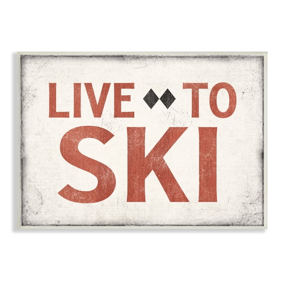 Stupell Industries Live To Ski Phrase Double Black Diamond Symbol, 19 x 13, Design by JJ Design House LLC