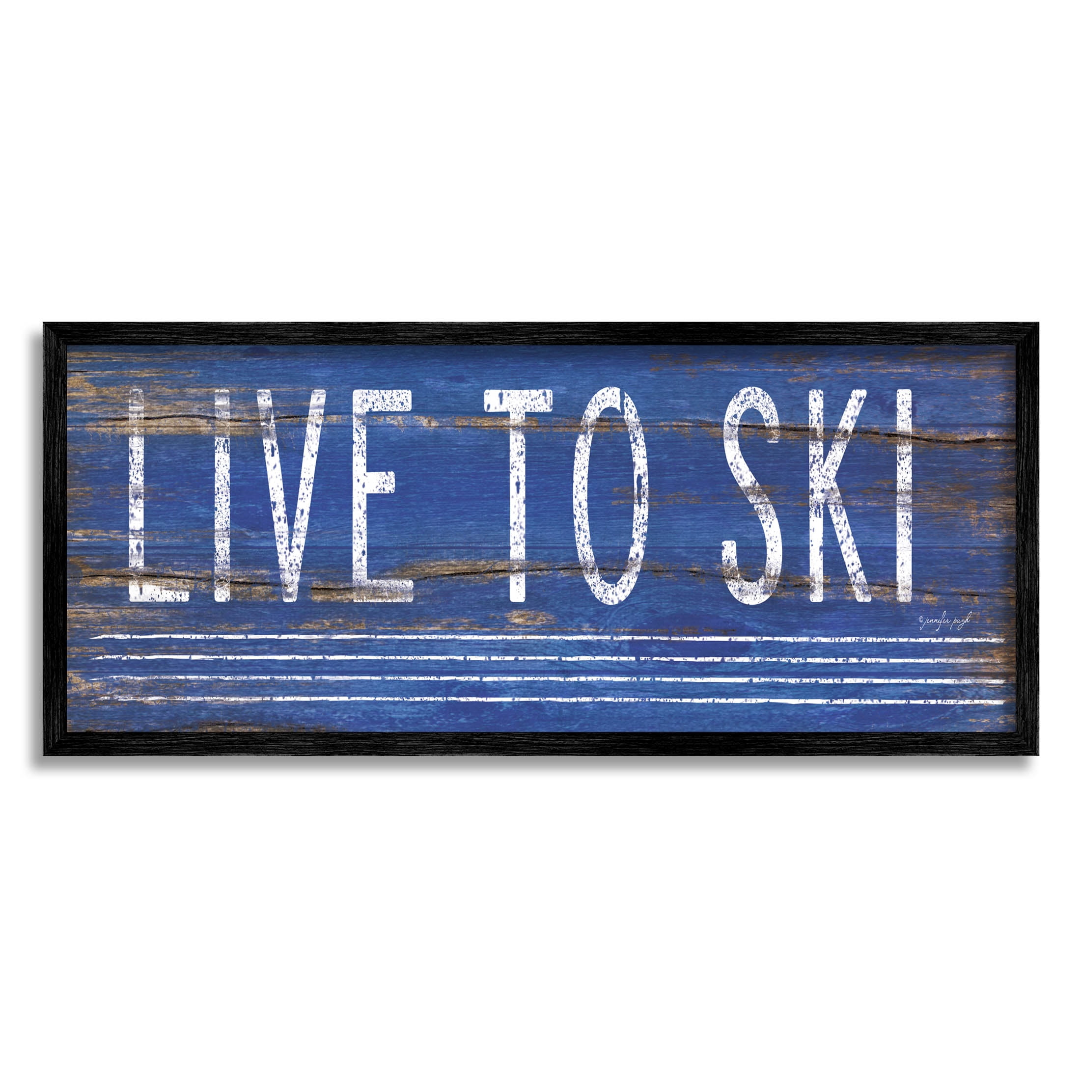 Stupell Industries Live To Ski Rustic Phrase Graphic Art Black Framed Art Print Wall Art, Design by Jennifer Pugh
