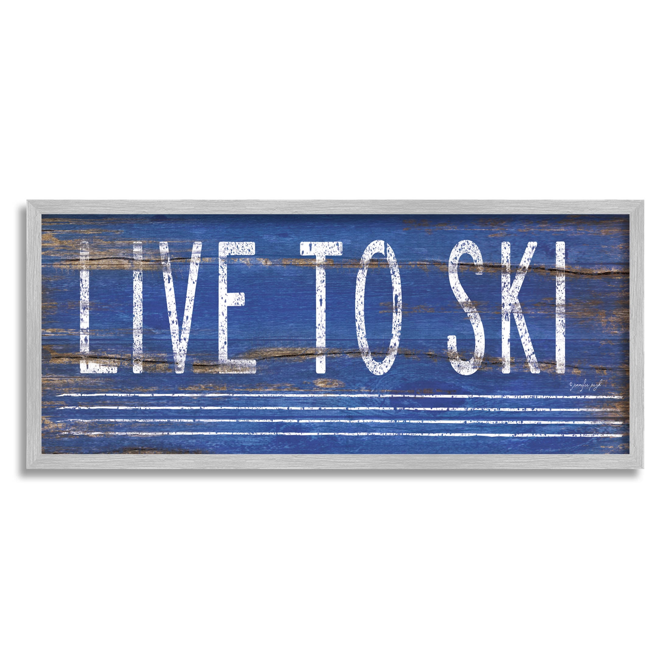 Stupell Industries Live To Ski Rustic Phrase Graphic Art Gray Framed Art Print Wall Art, Design by Jennifer Pugh