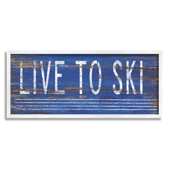 Stupell Industries Live To Ski Rustic Phrase Graphic Art White Framed Art Print Wall Art, Design by Jennifer Pugh