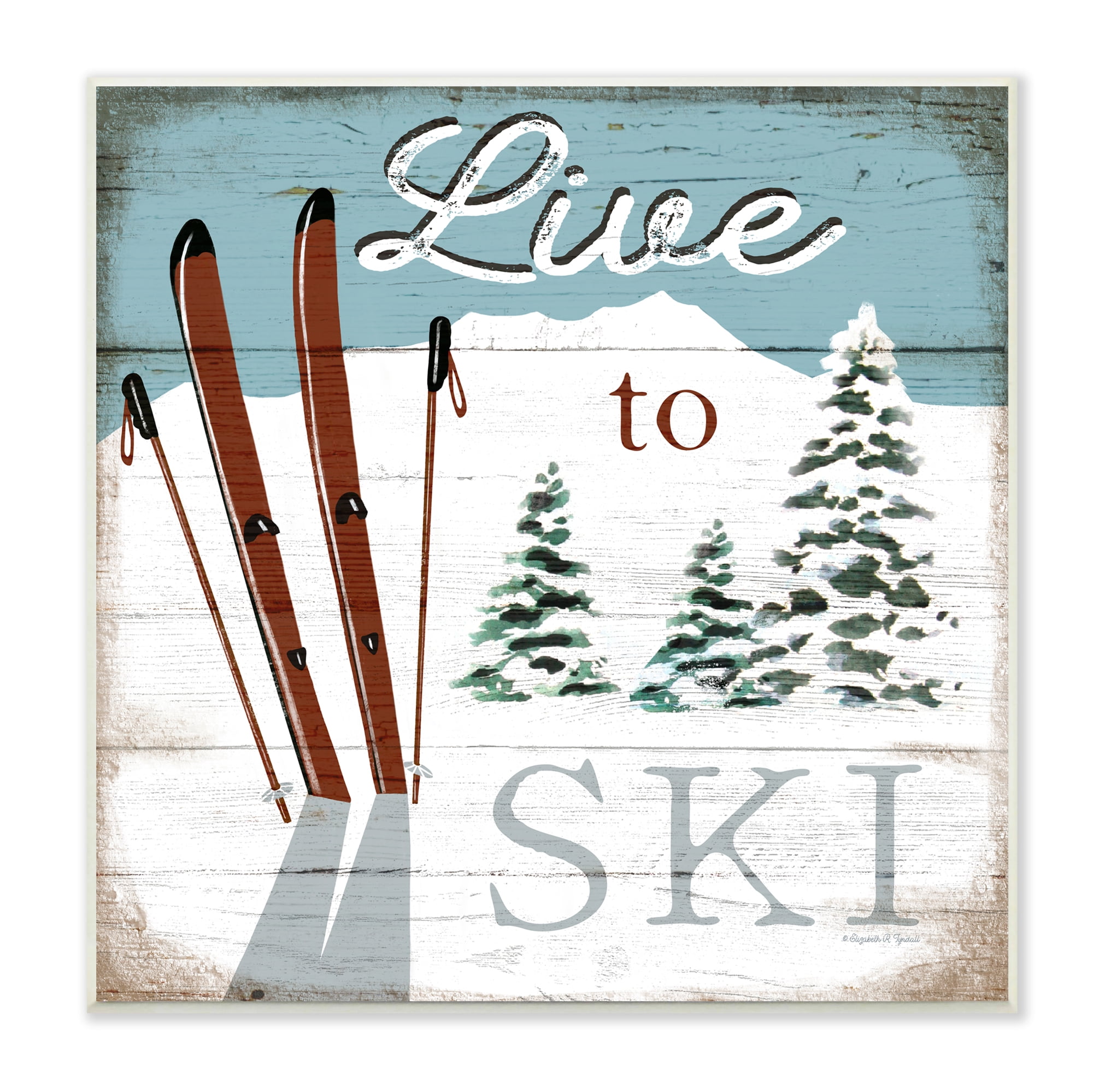 Live to Ski Rustic Snow Sports Wood Wall Plaque Art