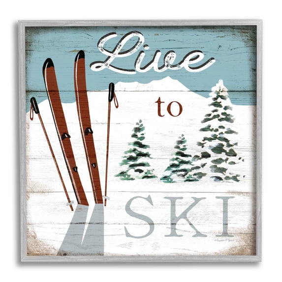 Stupell Industries Live To Ski Rustic Snow Sports Rustic Cabin, 12 x 12, Design by Elizabeth Tyndall