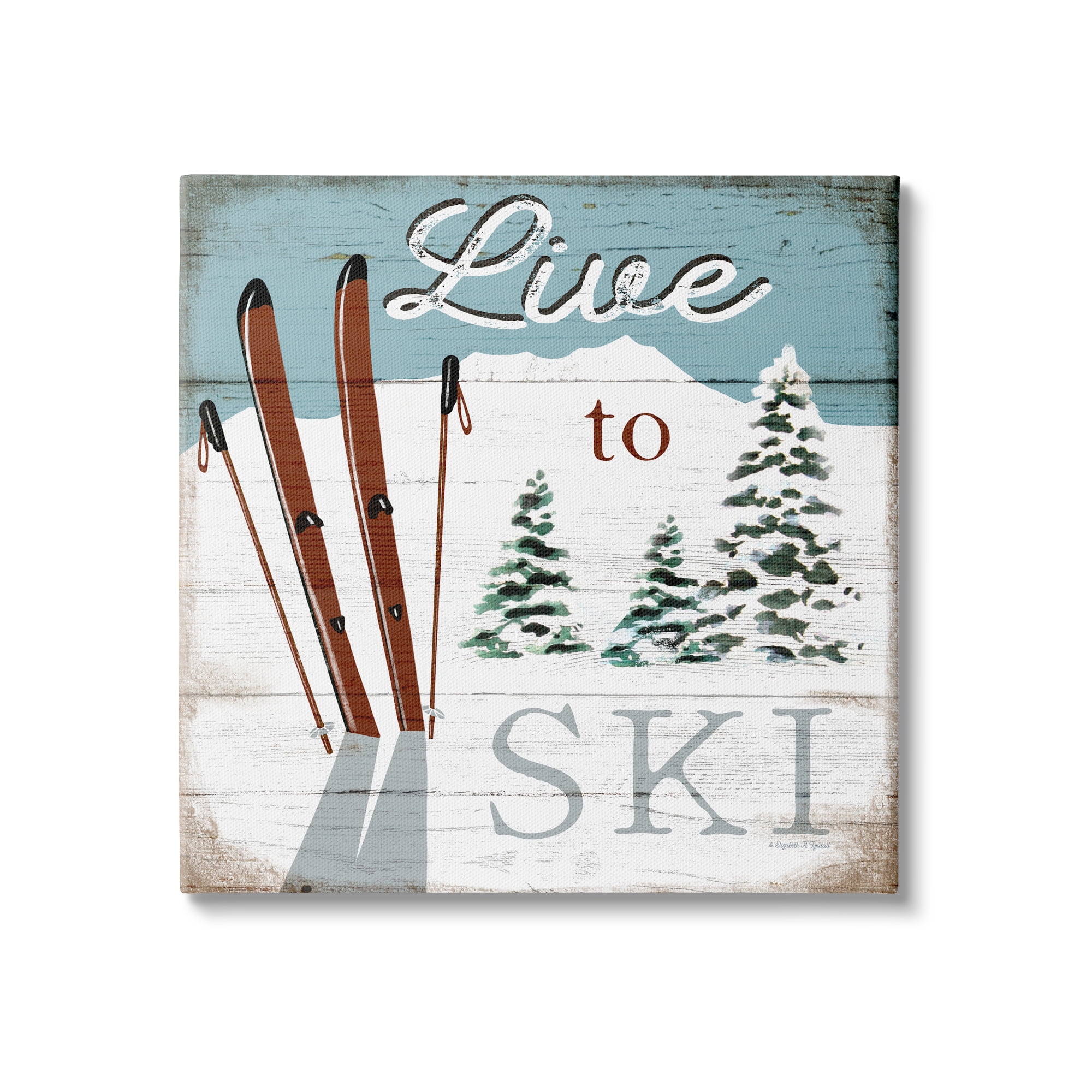 Stupell Industries Live To Ski Rustic Snow Sports Rustic Cabin, 17 x 17, Design by Elizabeth Tyndall