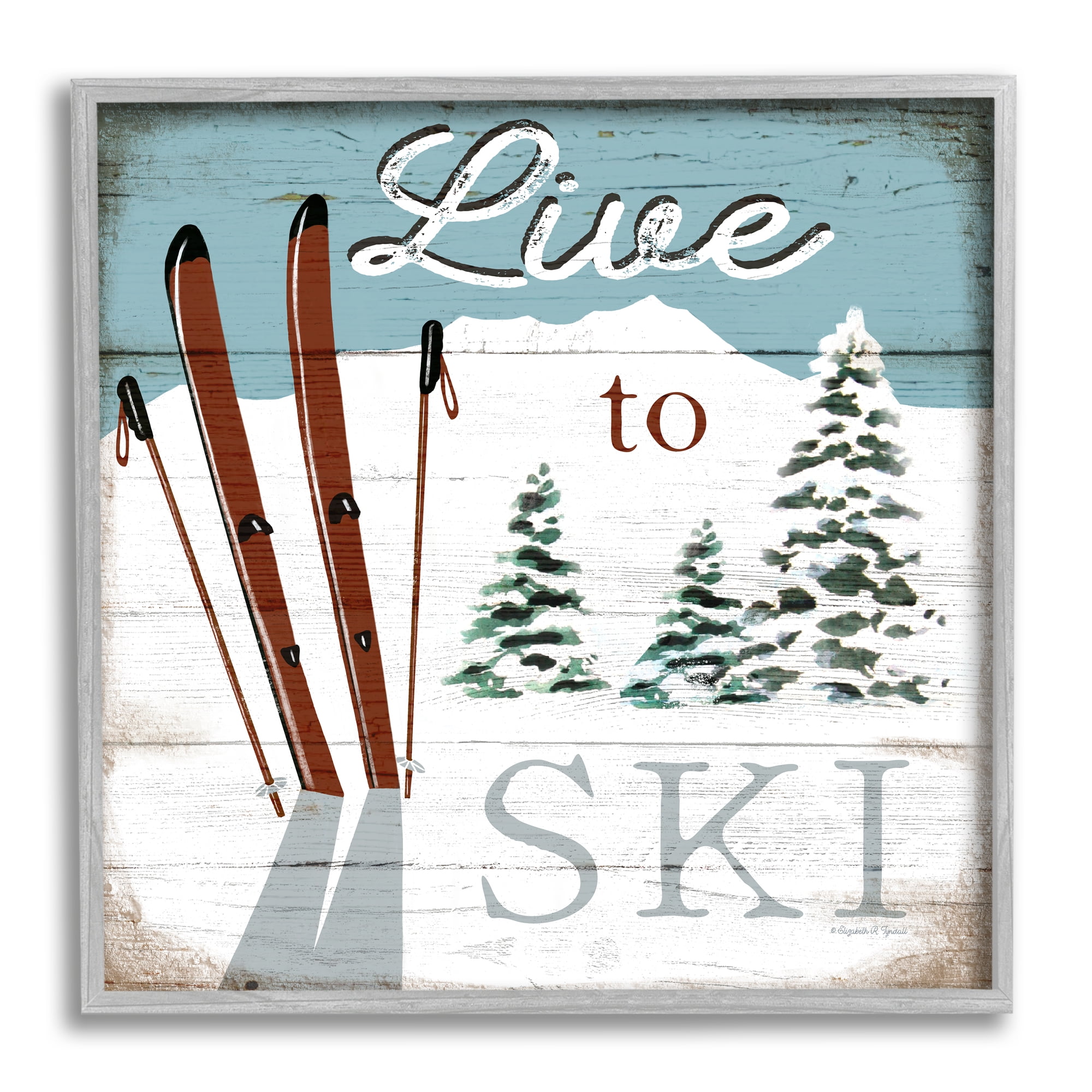 Stupell Industries Live To Ski Rustic Snow Sports Rustic Cabin, 17 x 17, Design by Elizabeth Tyndall