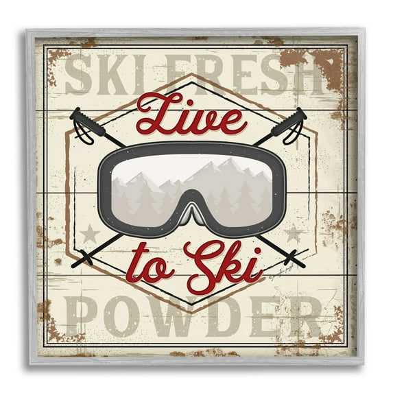 Stupell Industries Live To Ski Sport Goggles Fresh Powder, 12 x 12, Design by Jennifer Pugh