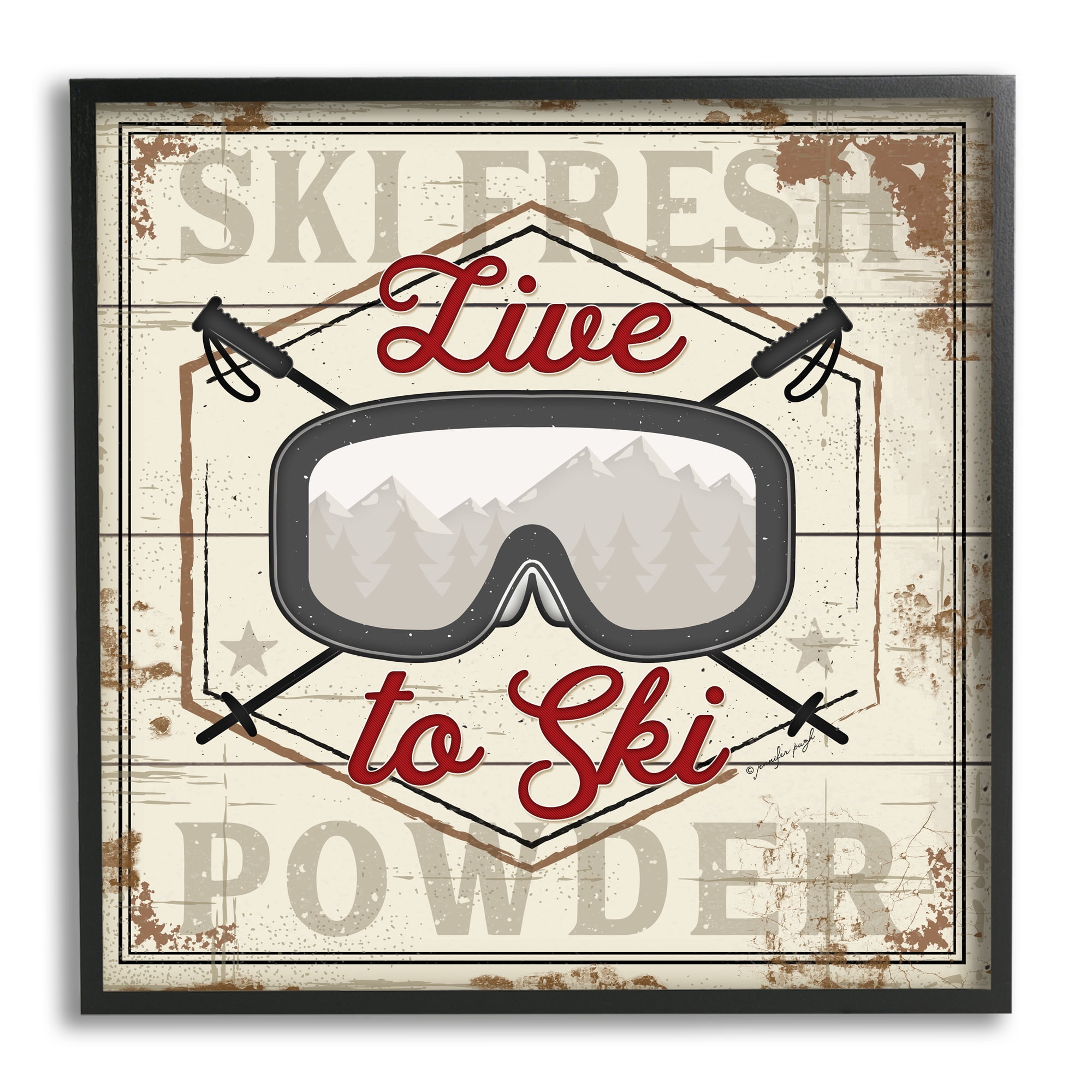 Stupell Industries Live To Ski Sport Goggles Fresh Powder, 17 x 30, Design by Jennifer Pugh