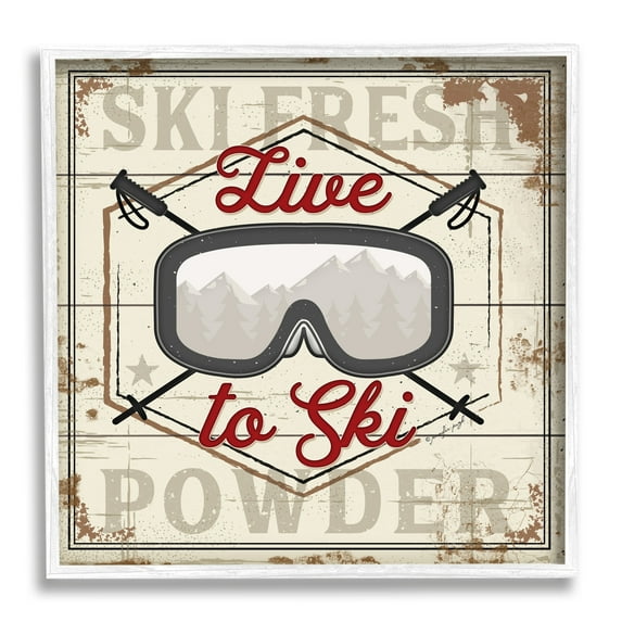 Stupell Industries Live To Ski Sport Goggles Fresh Powder, 24 x 24, Design by Jennifer Pugh
