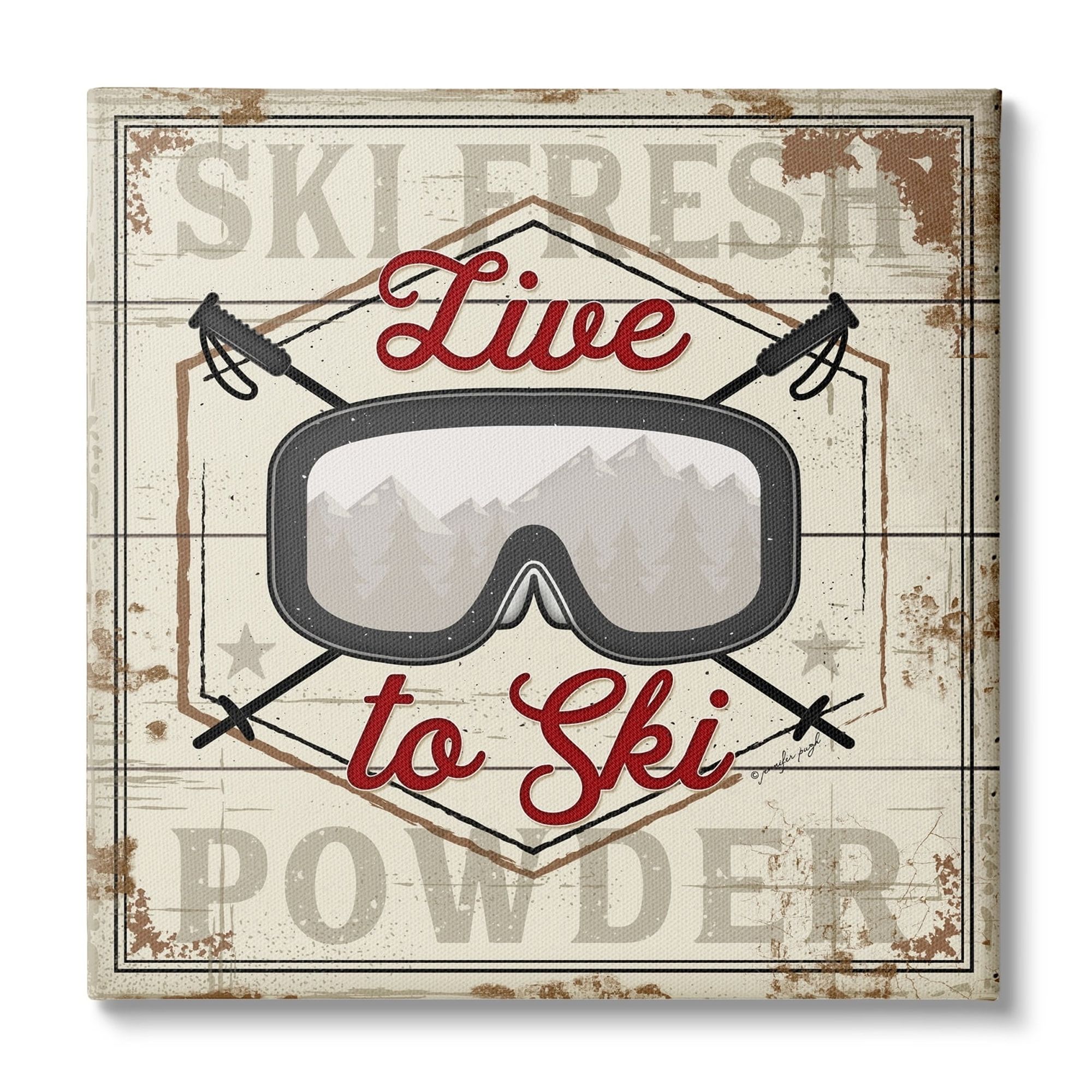 Stupell Industries Live To Ski Sport Goggles Fresh Powder, 30 x 30, Design by Jennifer Pugh