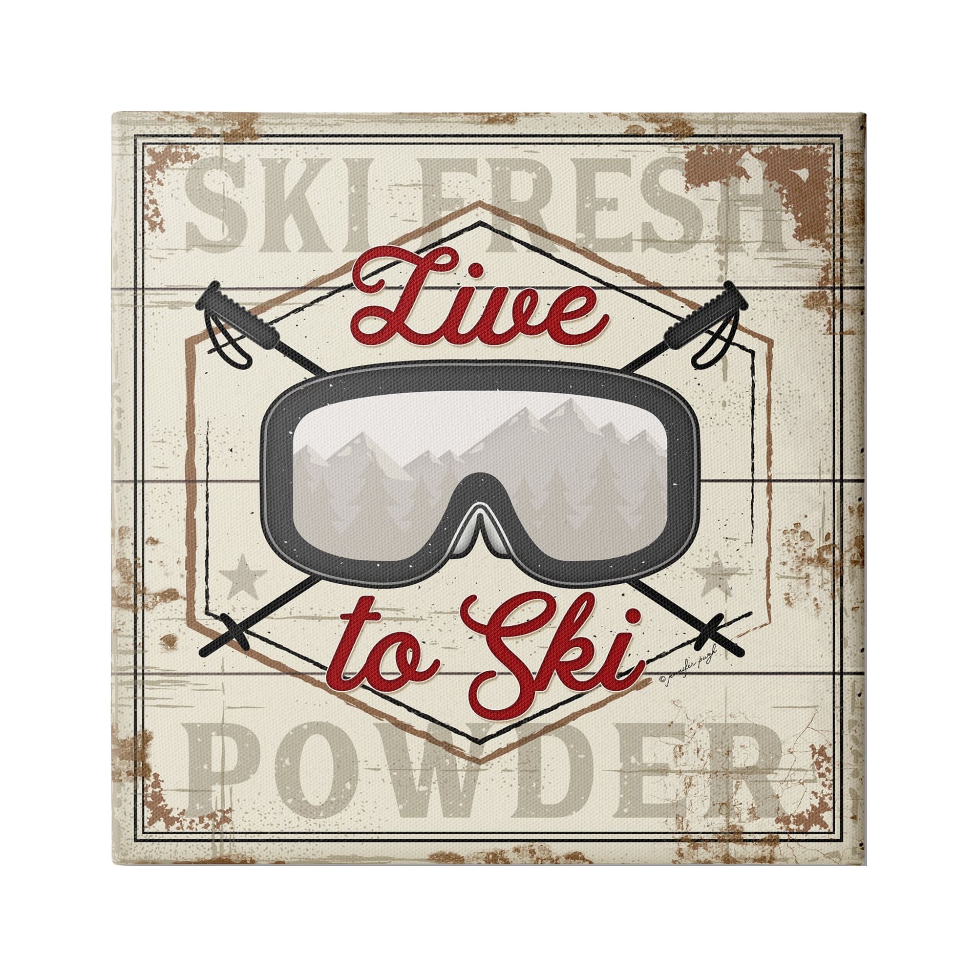 Stupell Industries Live To Ski Sport Goggles Fresh Powder, 36 x 36, Design by Jennifer Pugh