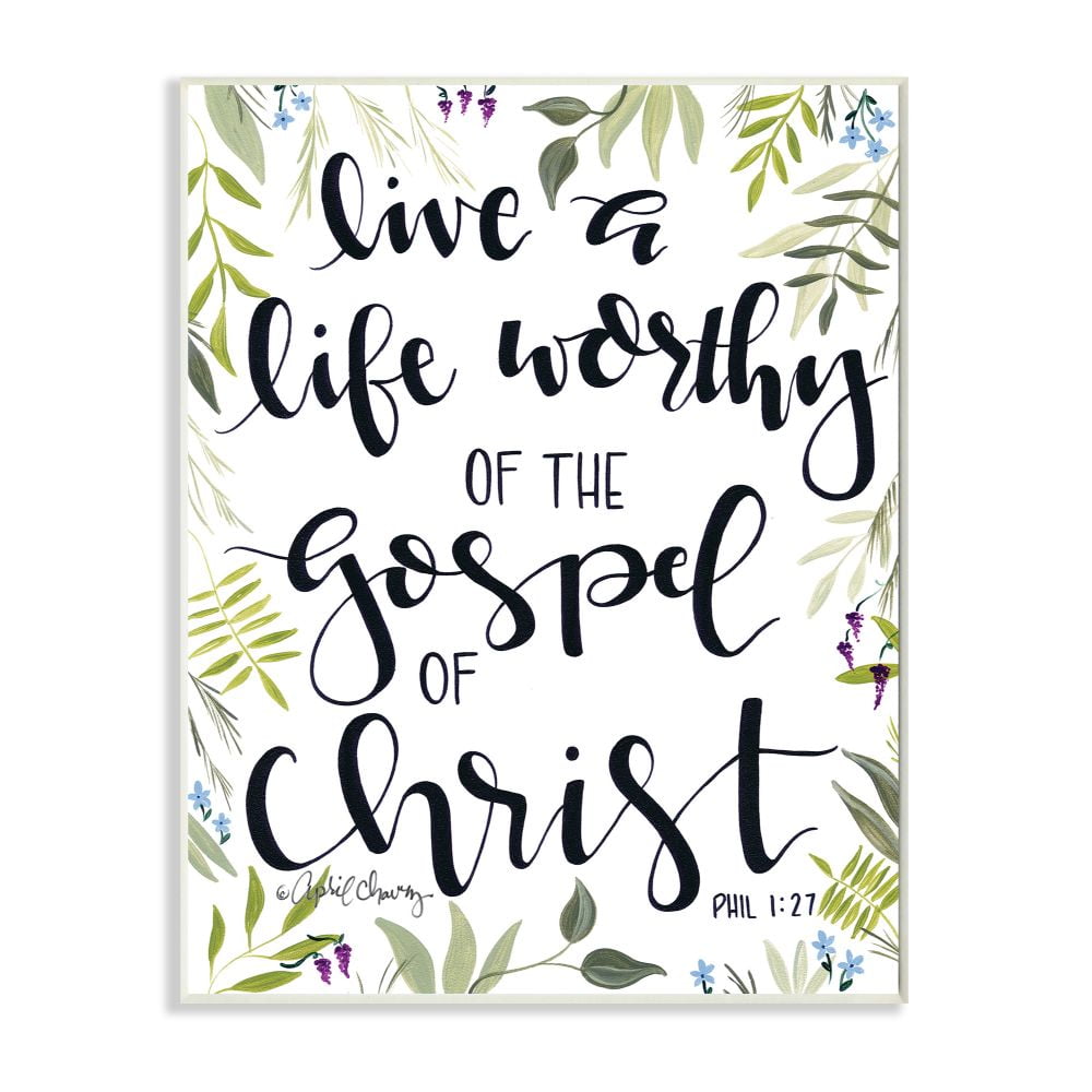 Stupell Industries Live Worthy Of The Gospel Religious Inspiring Word Design Wall Plaque by April Chavez, 10" x 15", Wall Plaque