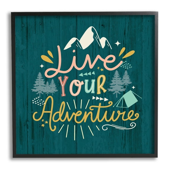 Stupell Industries Live Your Adventure Ornamented Outdoor Nature Rustic Background,17 x 30, Design by Louise Allen Designs