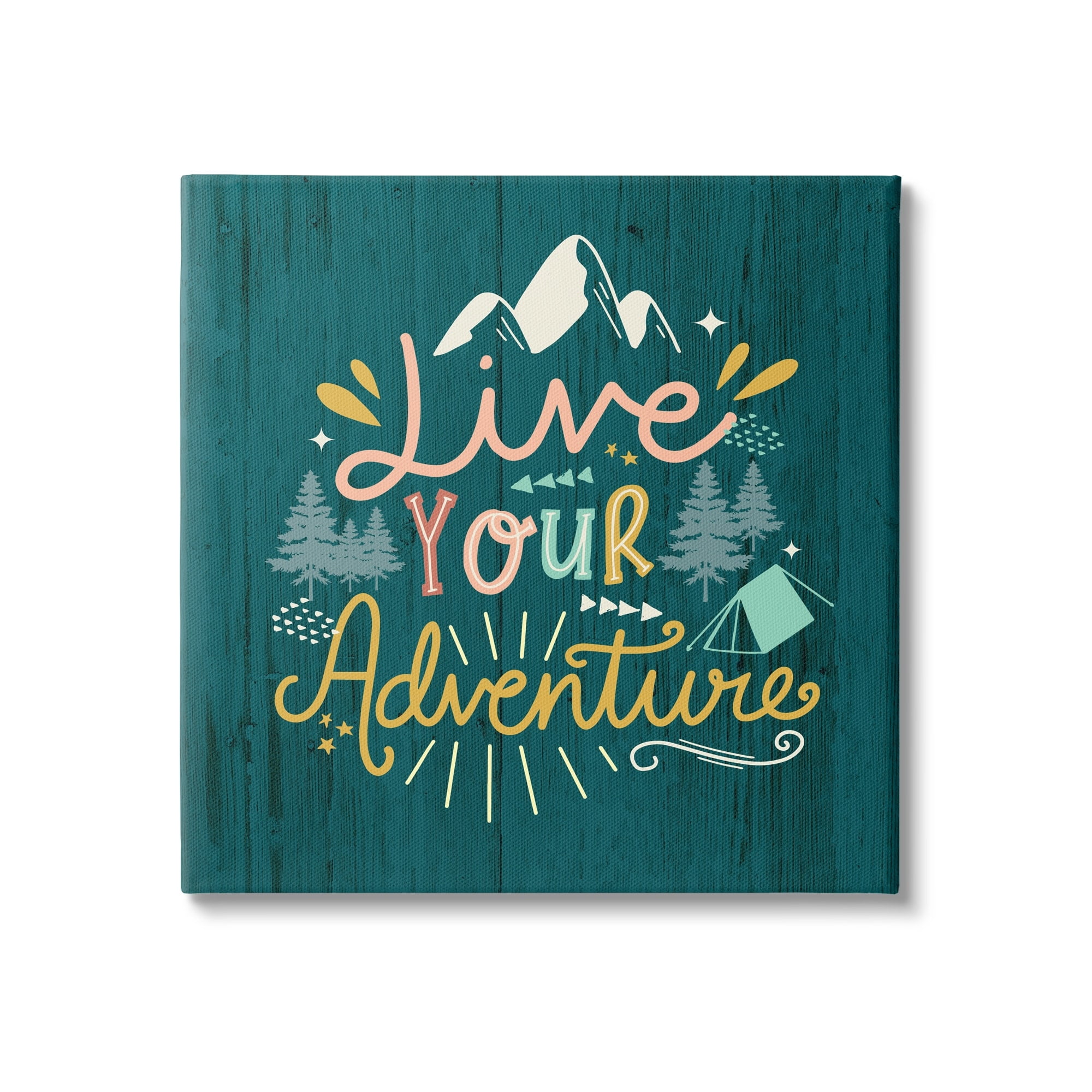 Stupell Industries Live Your Adventure Ornamented Outdoor Nature Rustic Background,24 x 24, Design by Louise Allen Designs