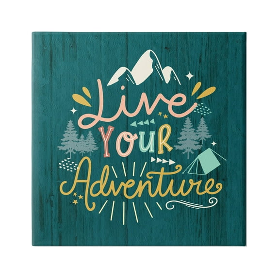 Stupell Industries Live Your Adventure Ornamented Outdoor Nature Rustic Background,36 x 36, Design by Louise Allen Designs