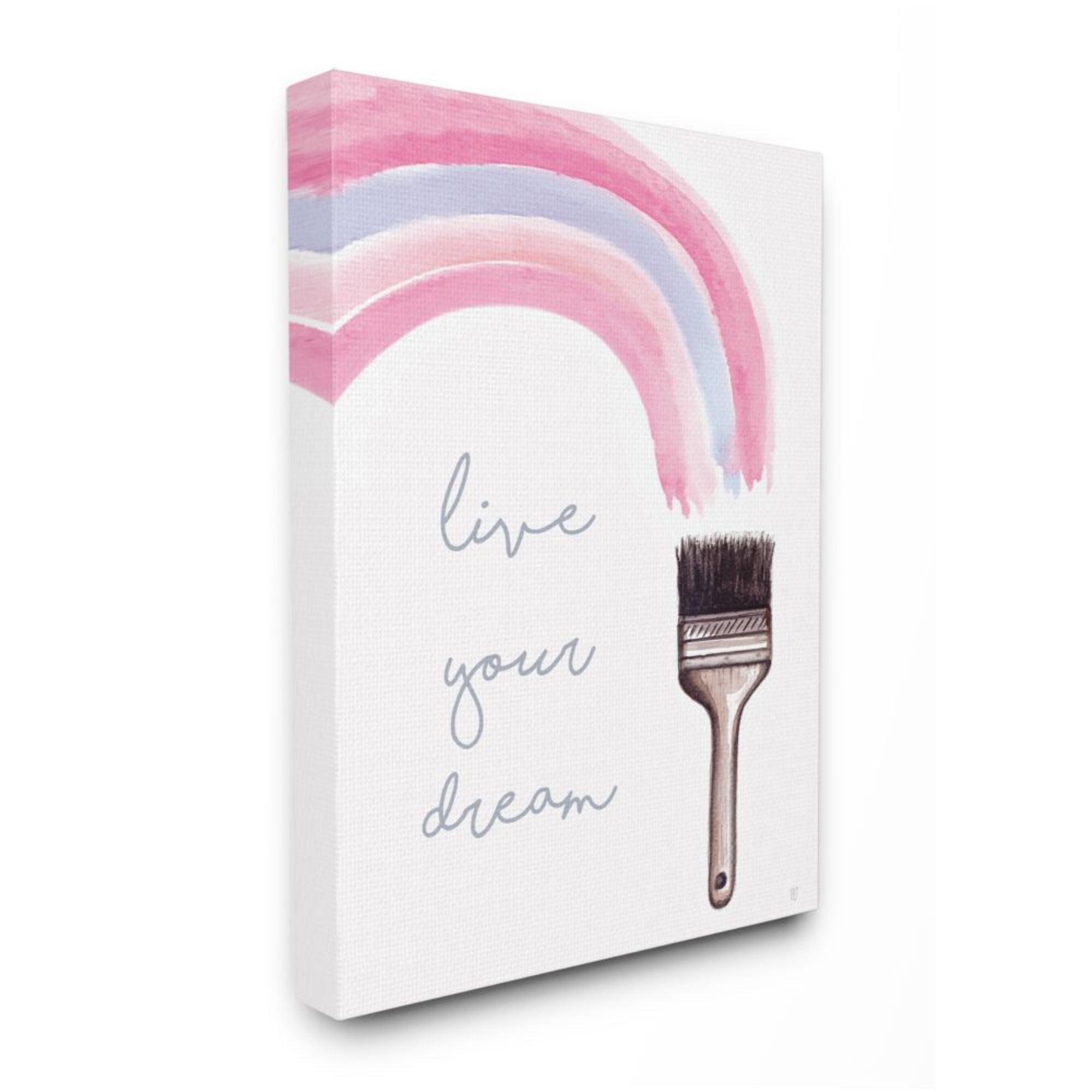 Stupell Industries Live Your Dream Phrase Paintbrush Watercolor Rainbow Design by Elizabeth Tyndall, 30" x 40"