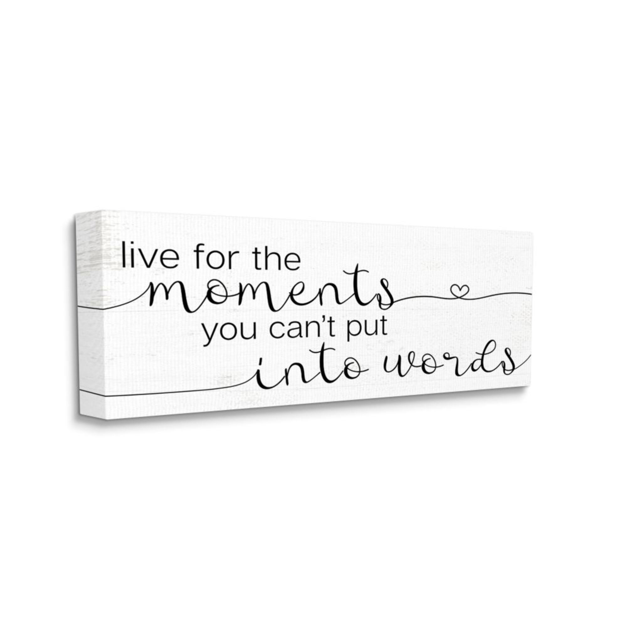Stupell Industries Live for the Moments Phrase Small Heart Linework Design by Daphne Polselli, 10" x 24"