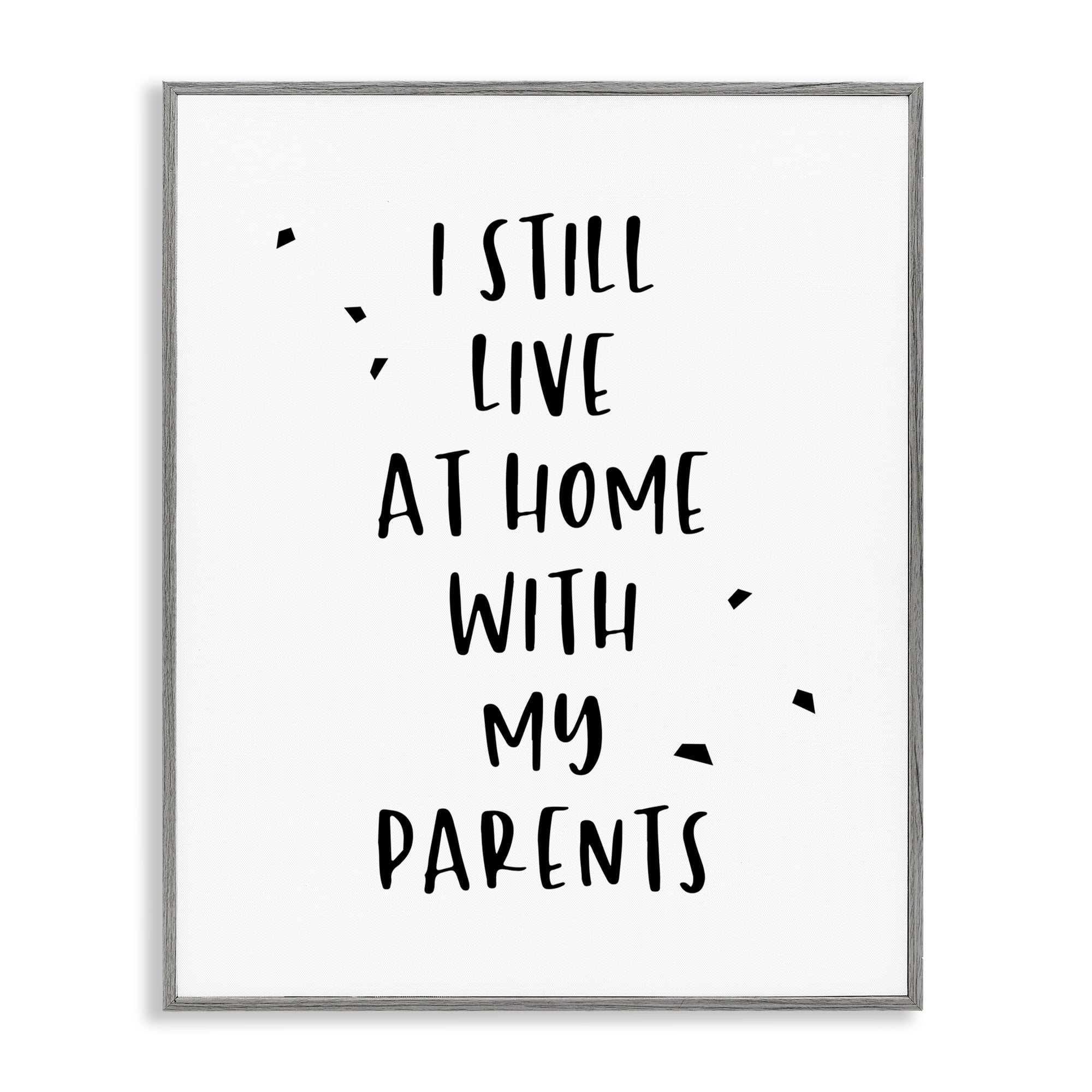Stupell Industries Live with Parents Phrase Typography Painting Gray Framed Art Print Wall Art, 16 x 20