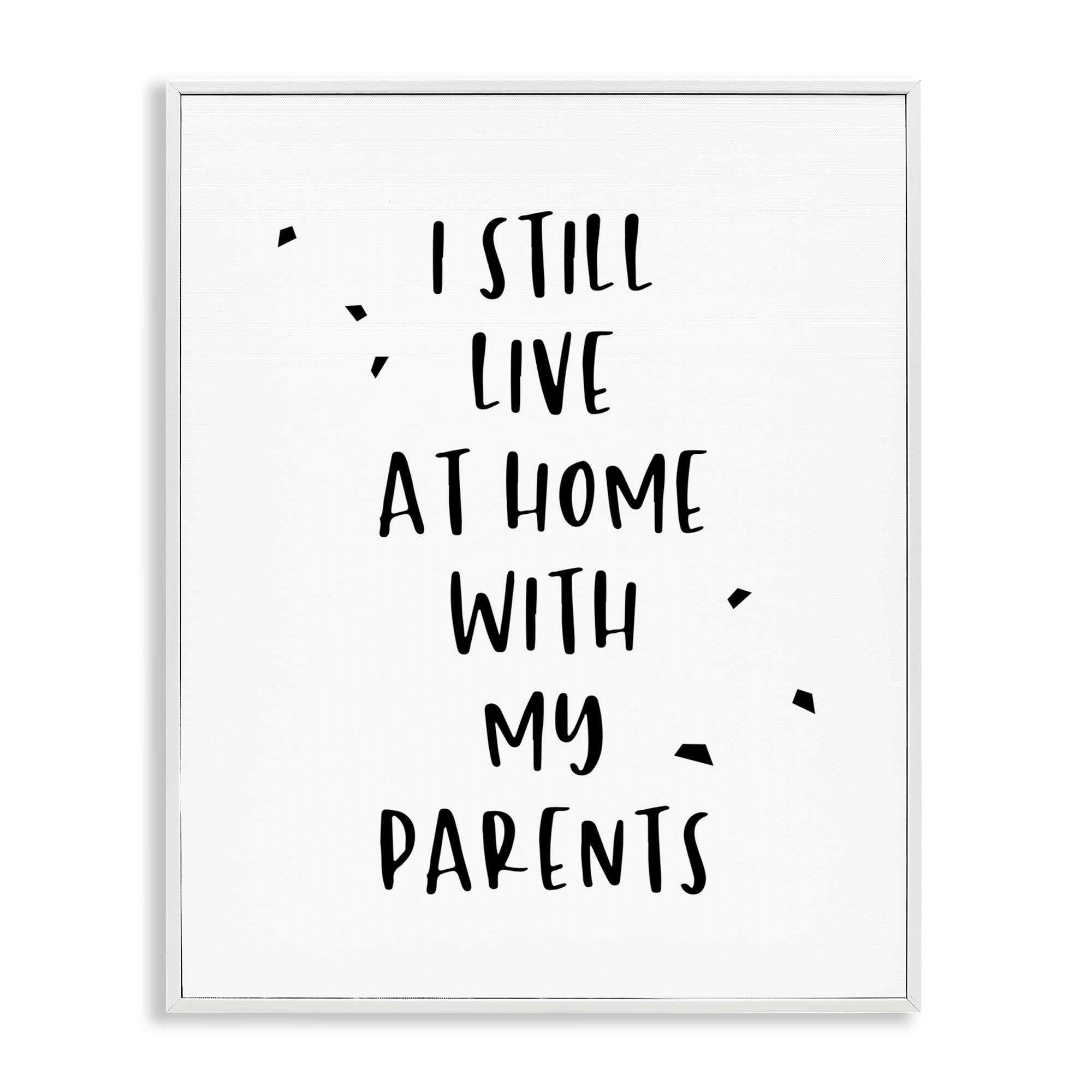 Stupell Industries Live with Parents Phrase Typography Painting White Framed Art Print Wall Art, 24 x 30